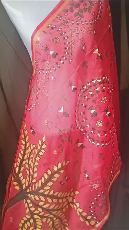 Hand Painted Dupatta - Worli Art